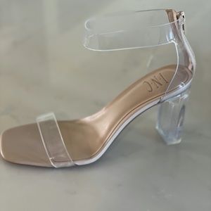 NEW clear acrylic nude heel sandals with ankle strap SIZE 8.5